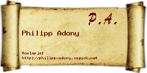 Philipp Adony névjegykártya